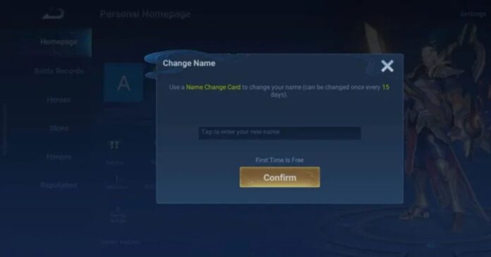 cara ganti nama di HOK
