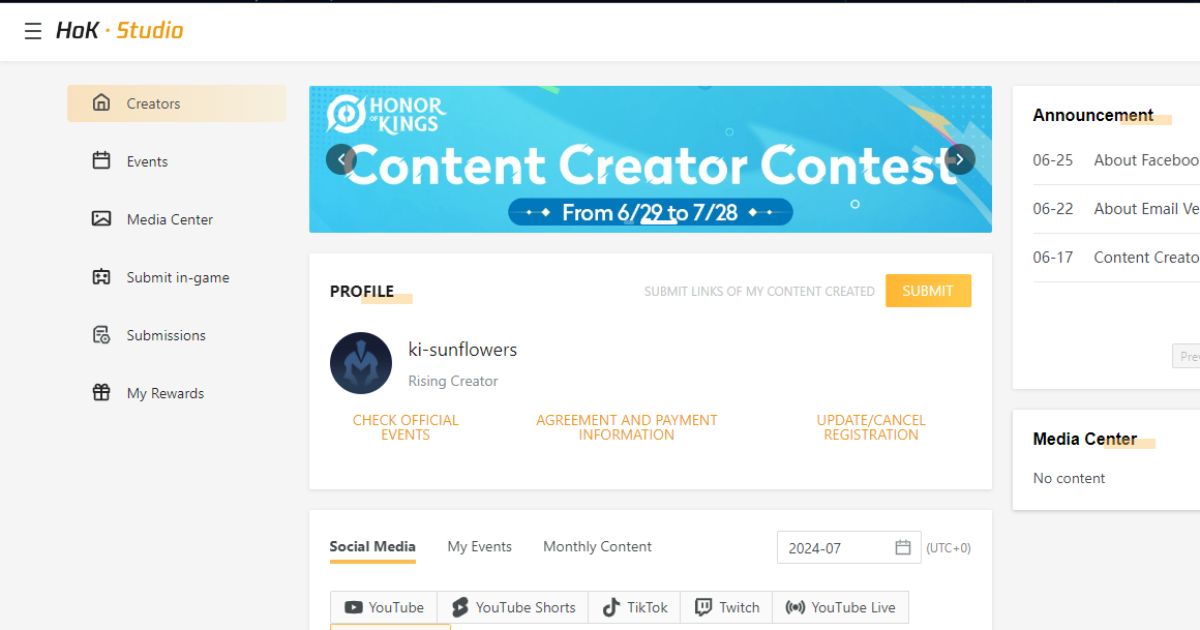 Program content creator Honor of Kings