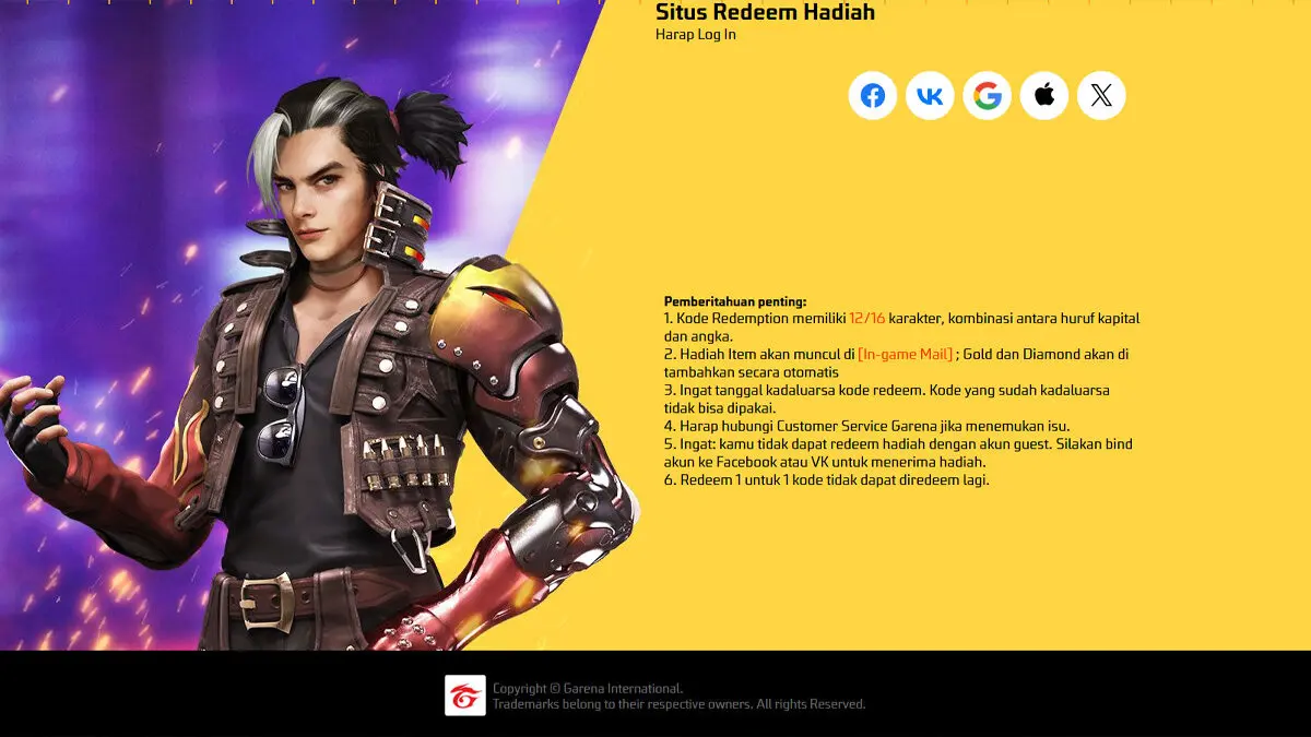 Situs Kode Redeem Free Fire 2026