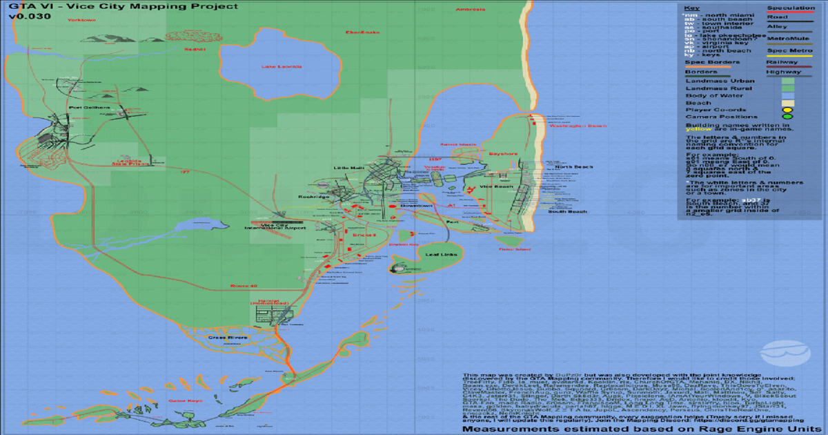 ilustrasi peta lokasi map gta 6, vice city.