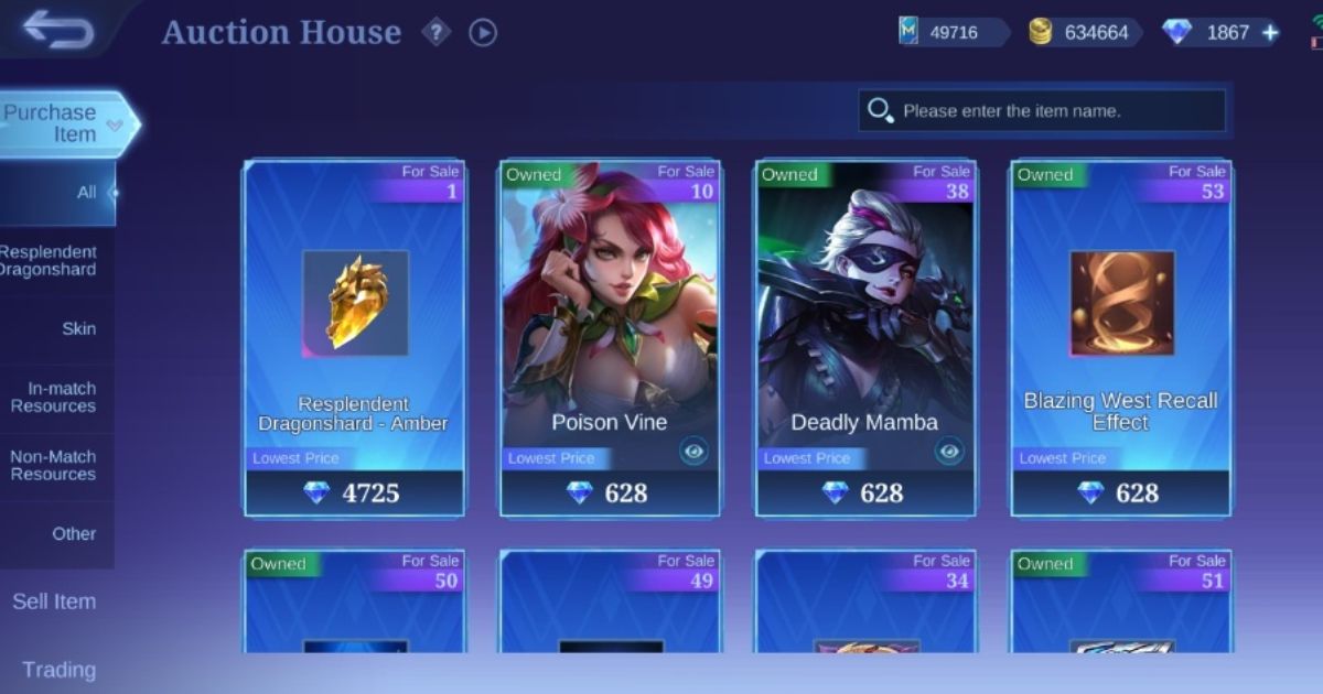 auction house MLBB